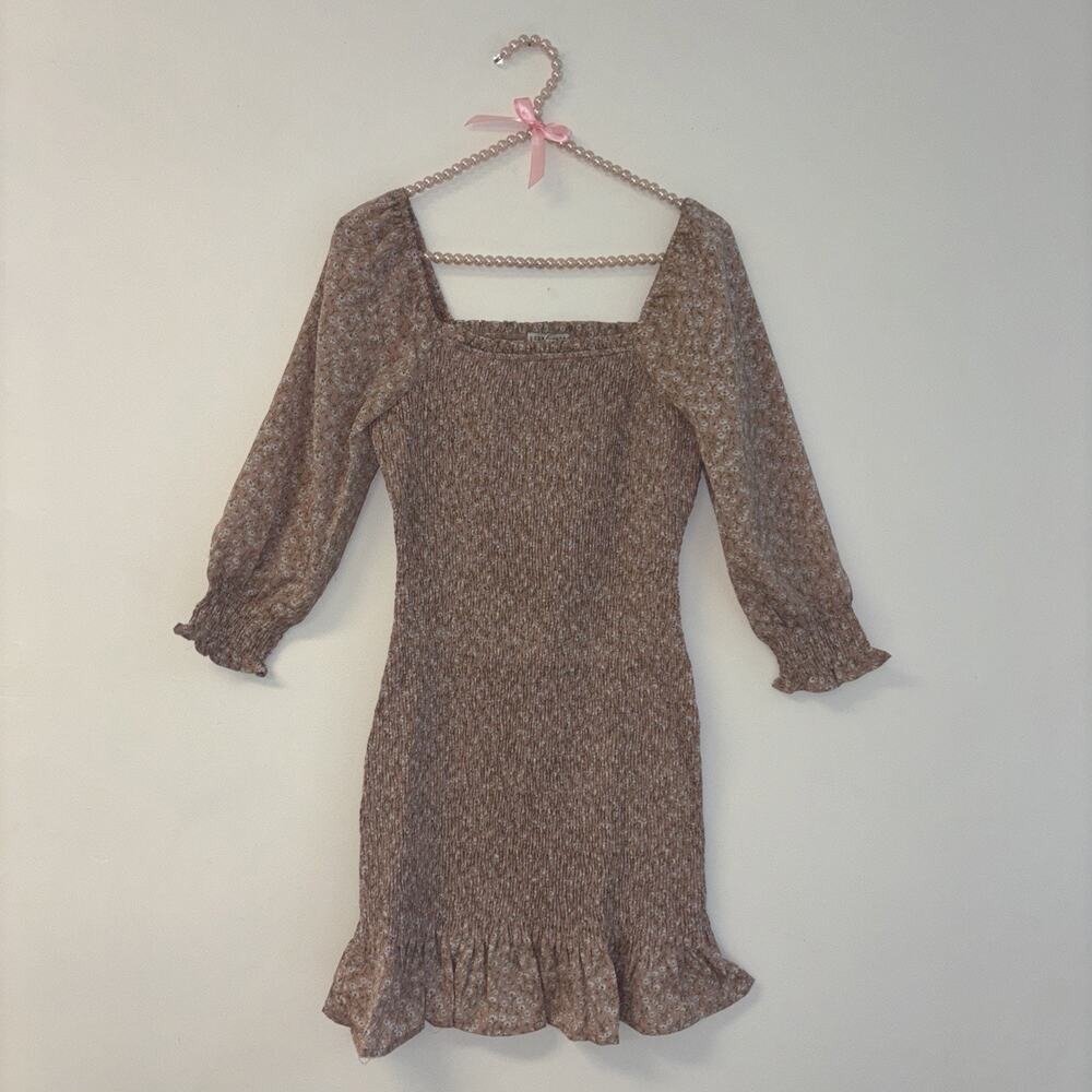 Paper Crane Floral Dress Sz L Fairy Ethereal Dainty Mini NWT Milkmaid Smocked